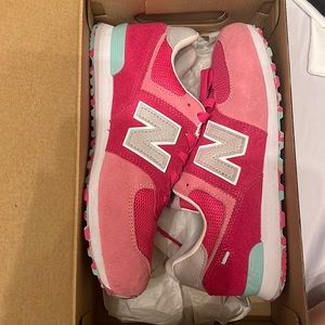 New Balance 574 Youth Hot Pink/Teal/White/Grey